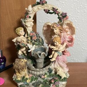 Angel and Cherub Figurine with Floral Arch